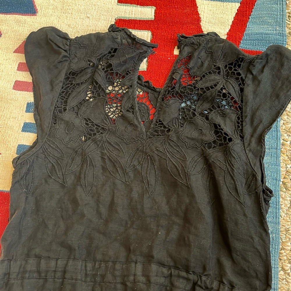 Ulla Johnson Amelie Black Linen Lace Dress - Medium 8 - Picture 7 of 8